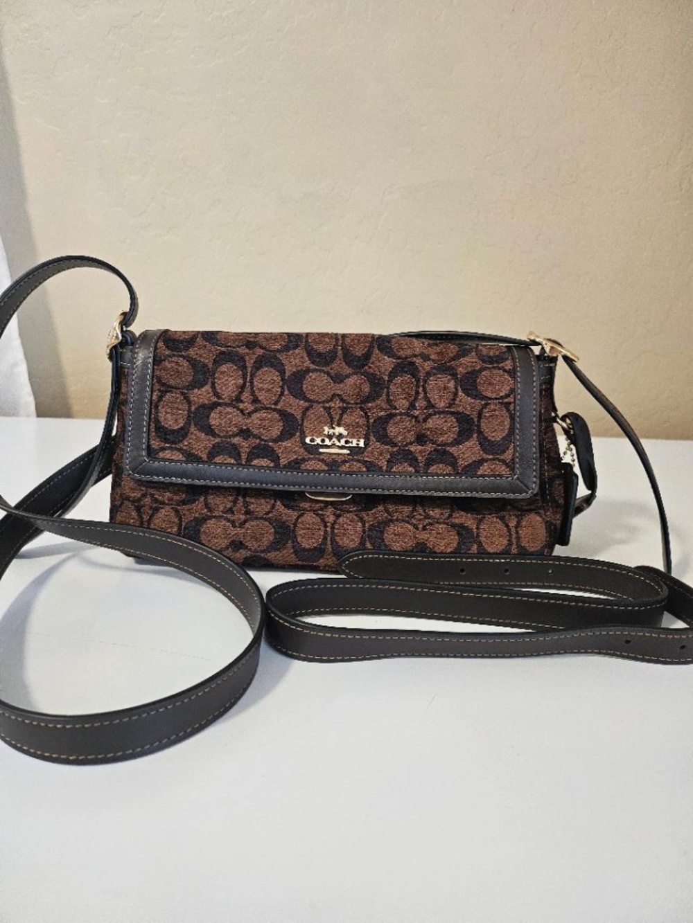 Coach Etta Small Flap Shoulder Bag in Chenille